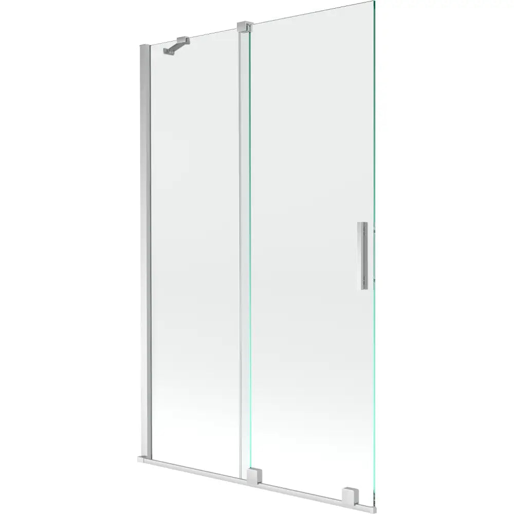 Badekarvegg 2-delt Skyvbar 110x150 Cm Gjennomsiktig Krom