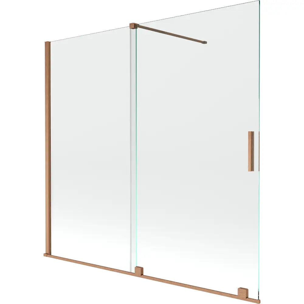 Badekarvegg 2-delt Skyvbar 170x150 Cm Gjennomsiktig Børstet Kobber S1