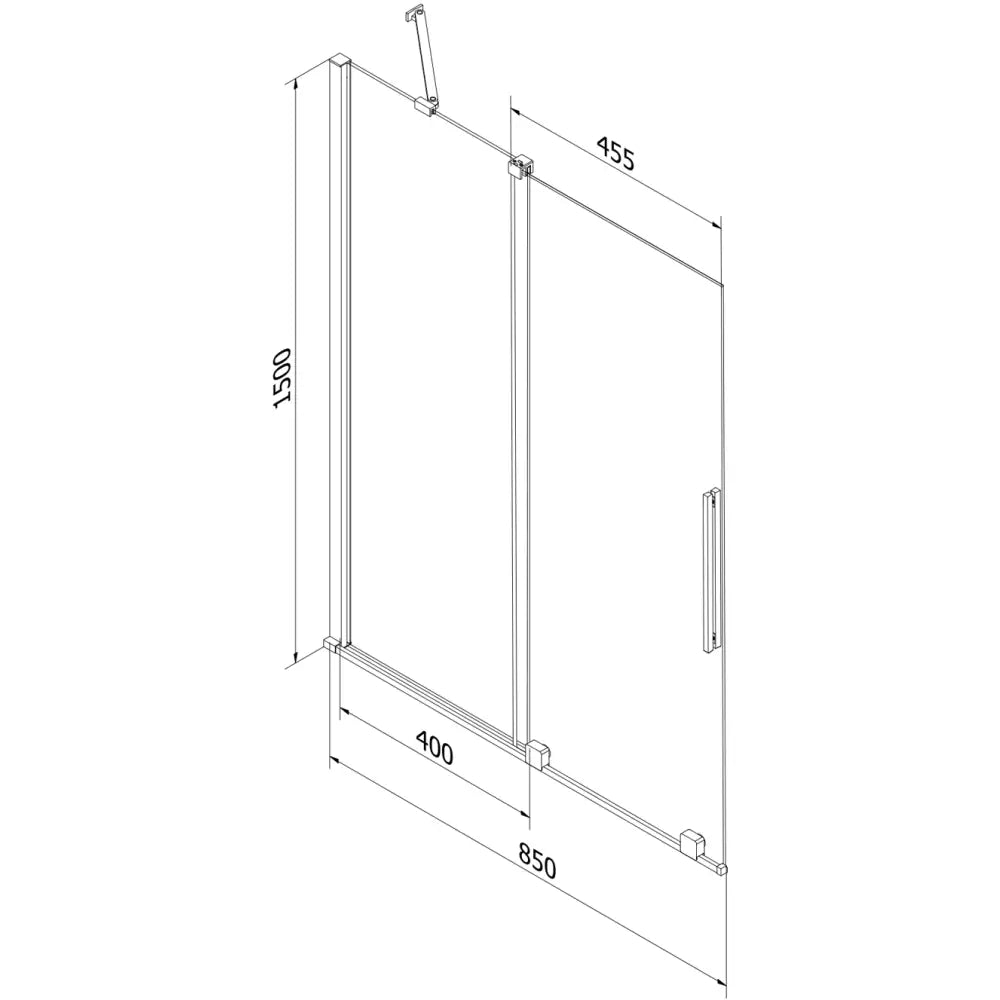 Badekarvegg 2-delt Skyvbar 85x150 Cm Gjennomsiktig Hvit