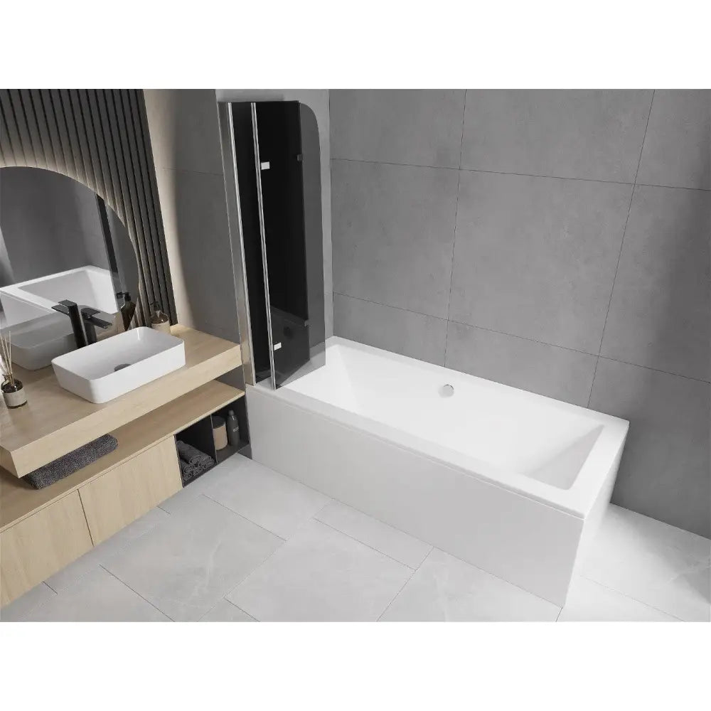 Badekarvegg 3-delt 120x140 Cm Grafitt Krom