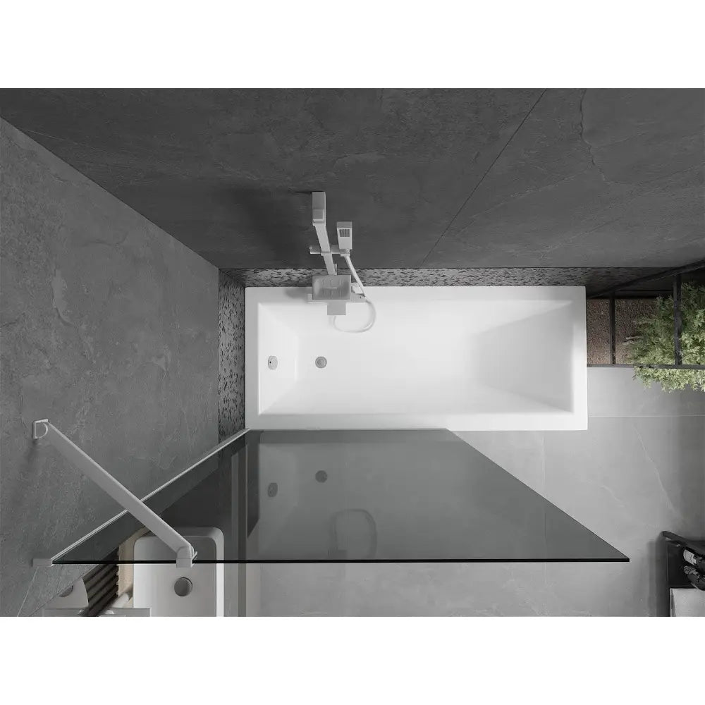 Badekarvegg med 1 Dør 100x150 Cm Grafitt Hvit