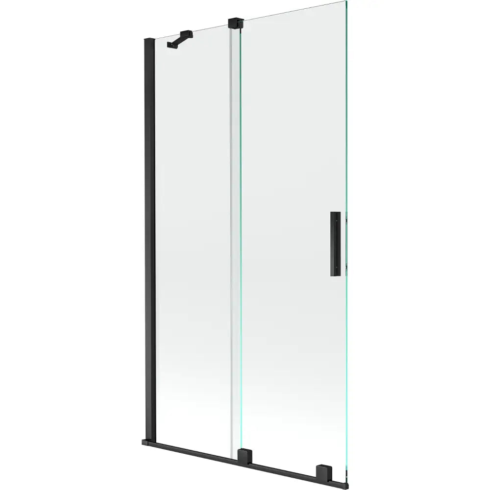 Badekarvegg med 2 Skyvbare Dører 100x150 Cm Gjennomsiktig Svart