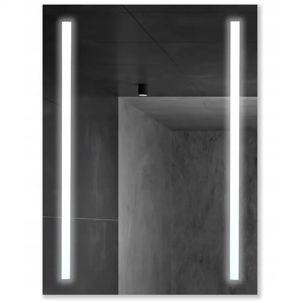 Badromsspeil med LED-belysning Baja, frontvisning av rektangulært speil med lys langs sidene.