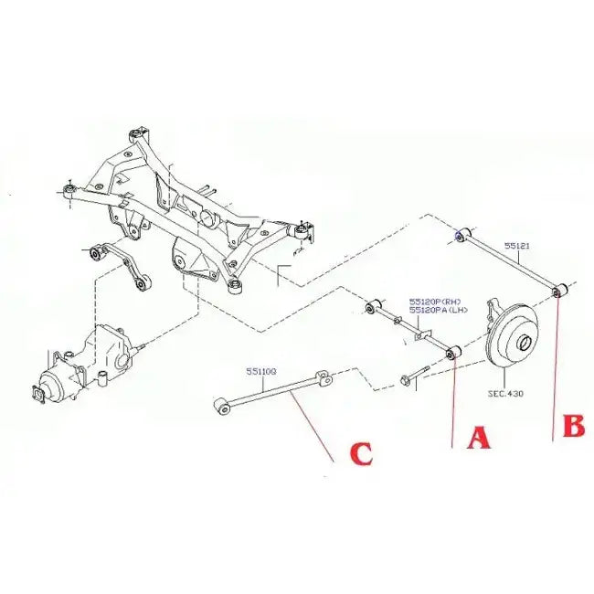 Bærearmer Sett bak - Nissan X-trail T30 01-07
