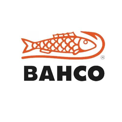 Bahco-logo med oransje fiskesymbol og sort firmatekst, frontvisning på hvit bakgrunn.