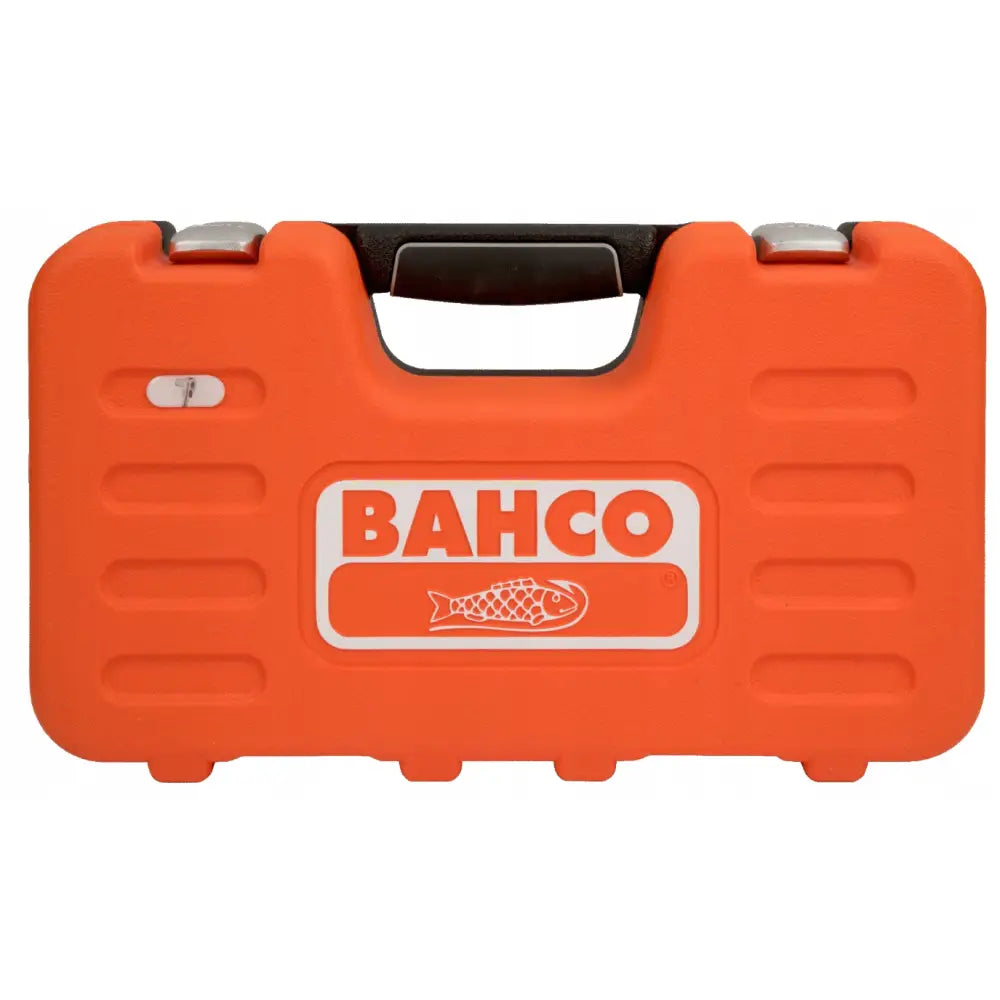 Bahco SL79 pipenøkkelsett i oransje koffert, frontvisning med sort håndtak og tydelig hvit logo på lokket.