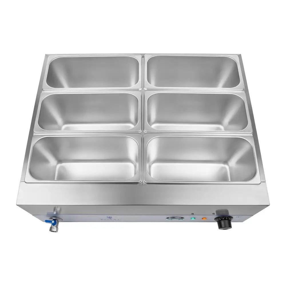 Bain Marie Vannoppvarmer med Tappekran 6 x Gn 1/3 2000w 230v Royal Catering