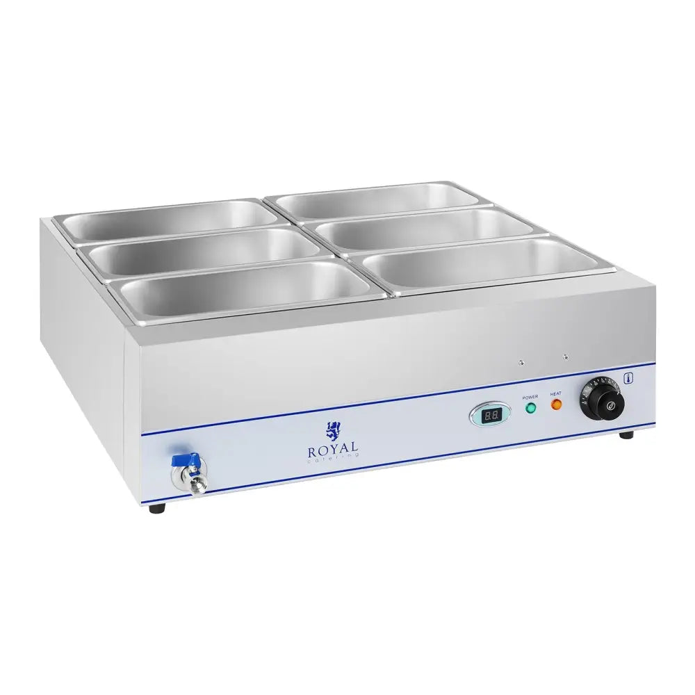 Bain Marie Vannoppvarmer med Tappekran 6 x Gn 1/3 2000w 230v Royal Catering