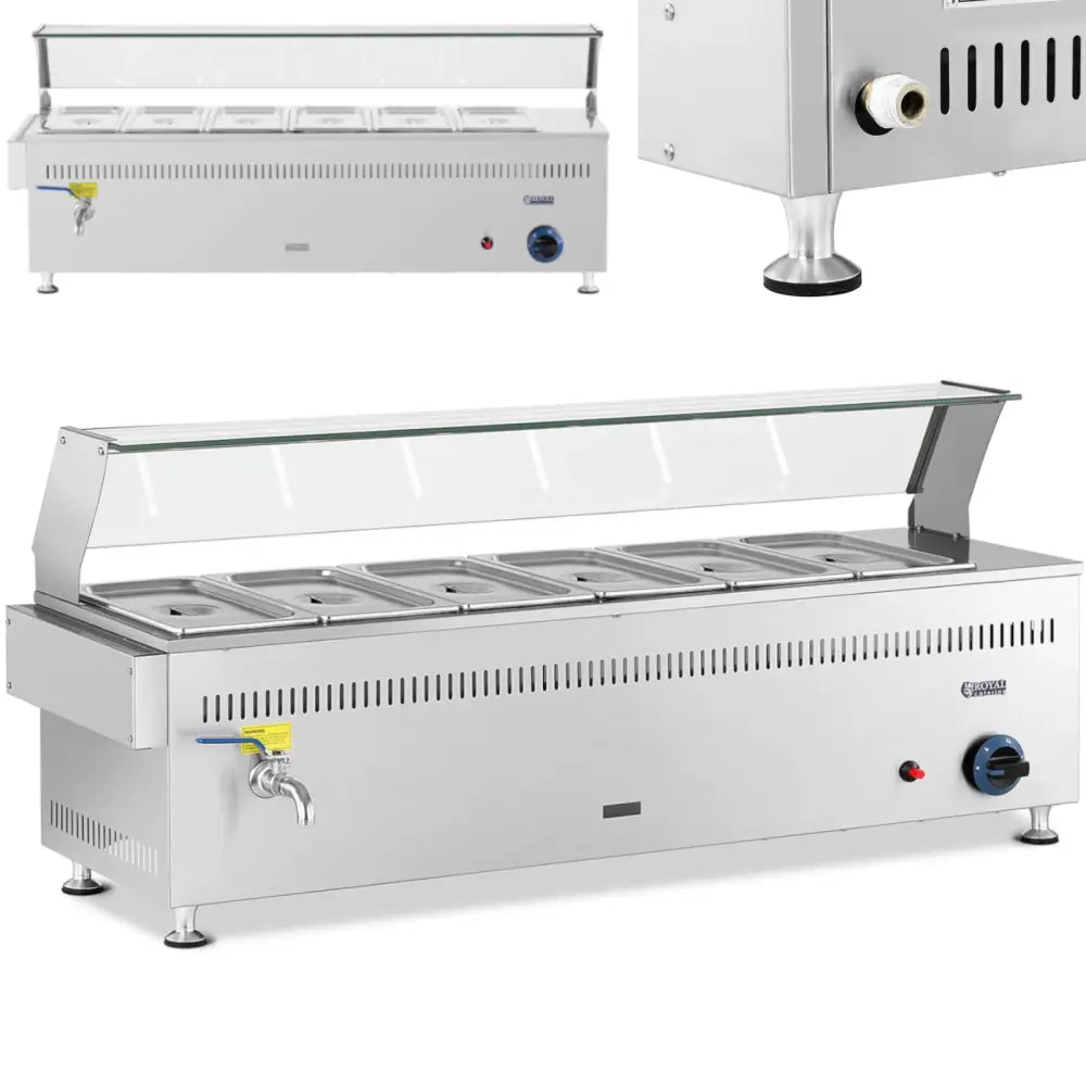 Bain Marie Vannoppvarmingsgassbrenner 0.02 Bar 3300 w 6x Gn 1/3