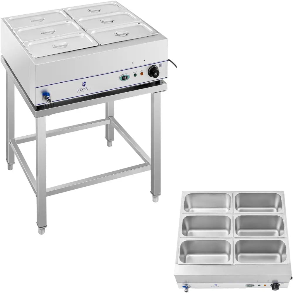 Bain Marie Vannvarmer på Stålbunn 6 x Gn 1/3 2000w 230v
