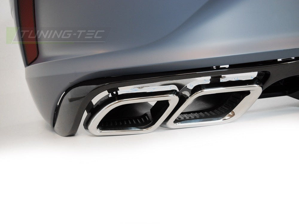 Nærbilde av diffusorområdet på Sport Look bakfanger til VW Arteon med integrerte eksosutsparing