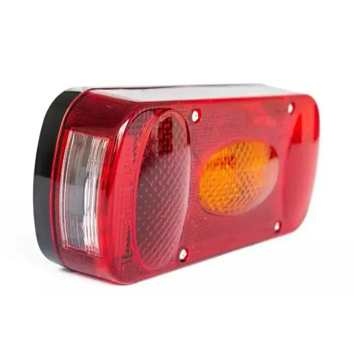 Baklys Aspöck Midipoint II, skråvisning som fremhever refleksdetaljer, klart sidefelt og monteringsskruer.