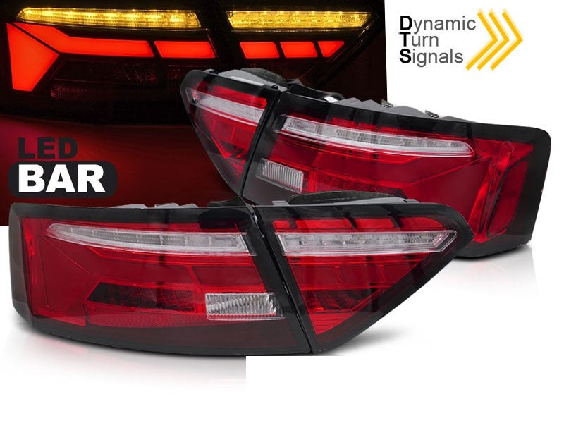 LED Bar baklykter Audi A5 Coupé rød hvit med dynamisk blinklys nærbilde