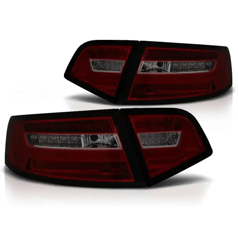 Baklykt Audi A6 08-11 Sedan Red Smoke LED Bar med synlige LED-elementer på hvit bakgrunn.