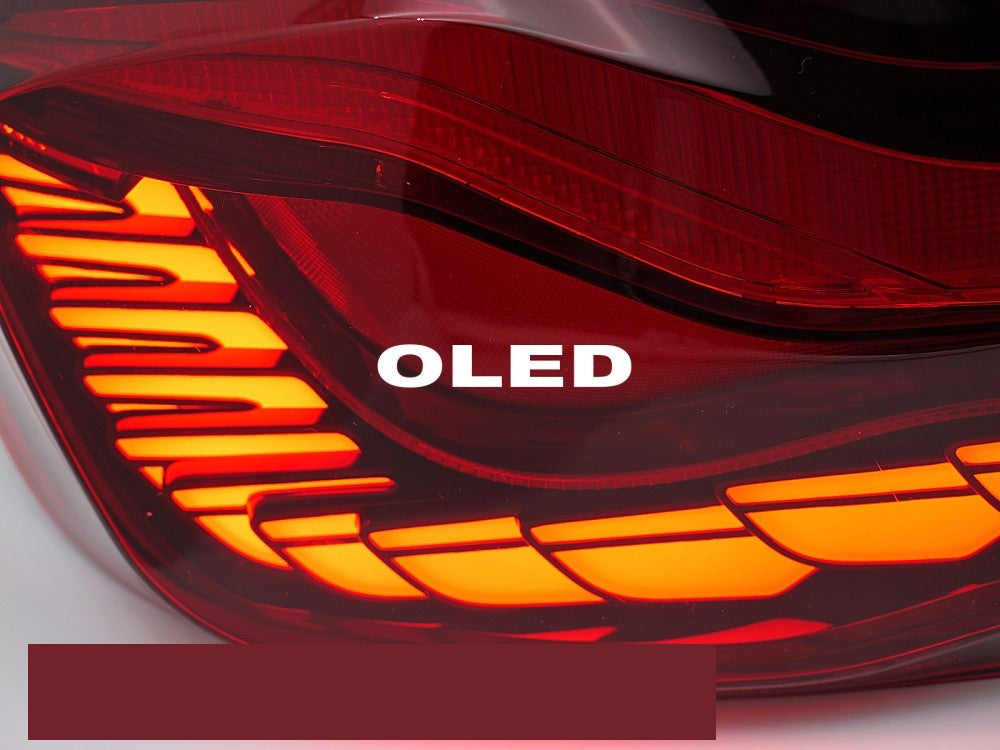 BMW 5-Serie F10 OLED sekvensielle baklykter røde montert på bil