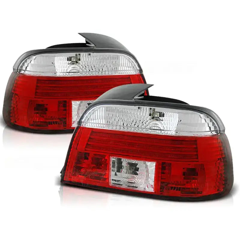 Baklykter Bmw E39 Limousine 09.95-08.00 i klar og rød plast med hvite felt og reflektorer.