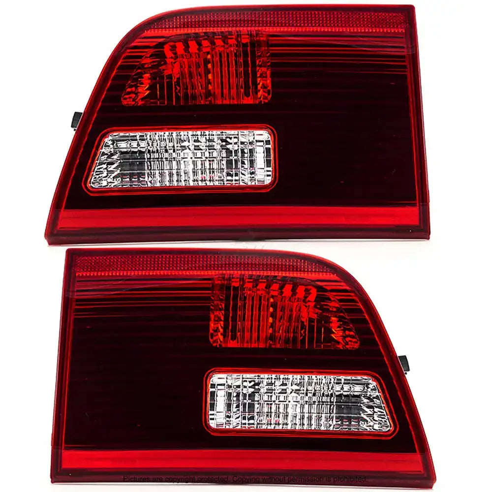 Baklykter Bmw X5 E53 03-06 sett med to røde og klare frontlykter avbildet forfra.