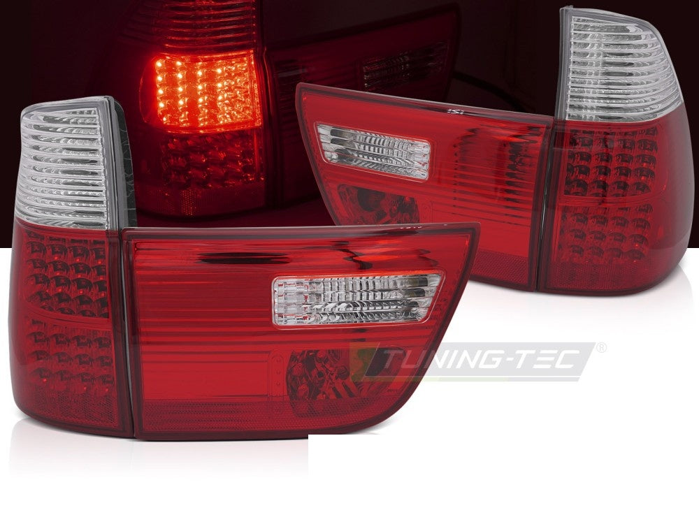 BMW X5 E53 LED baklykter i rød og hvit utførelse nærbilde