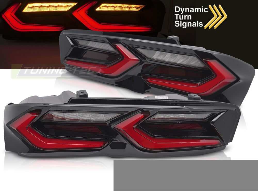 Baklykter Chevrolet Camaro rød/svart LED-design nærbilde høyre side