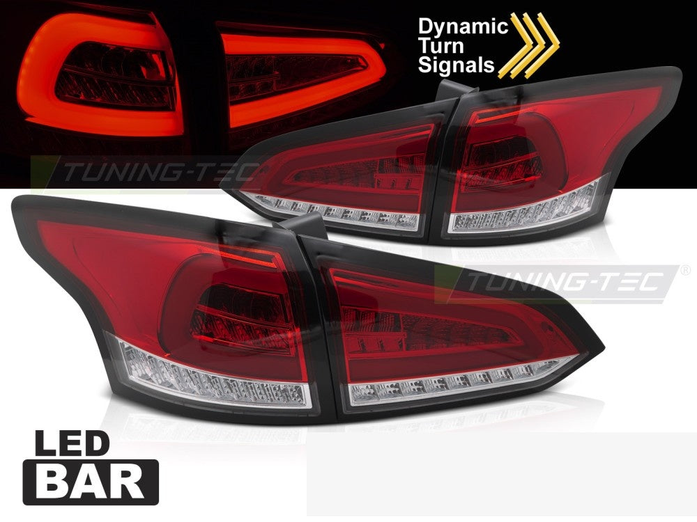 Baklykter Ford Focus MK3 SW 2011–2018 LED rød hvit design nærbilde høyre side