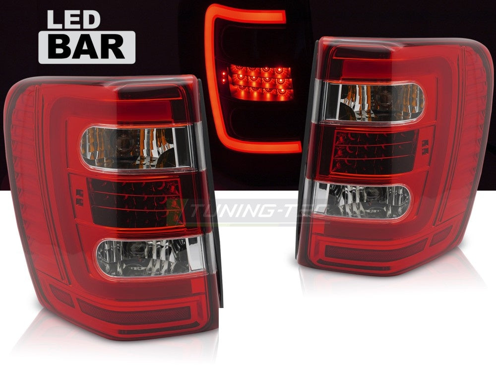 Baklykter med LED Jeep Grand Cherokee WJ rød/hvit finish nærbilde
