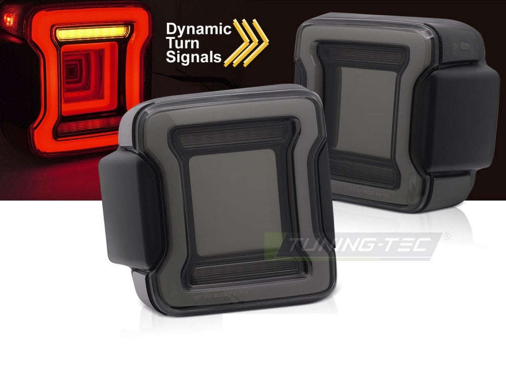 LED baklykter smoke Jeep Wrangler JL 2018–2023 komplett sett bakfra