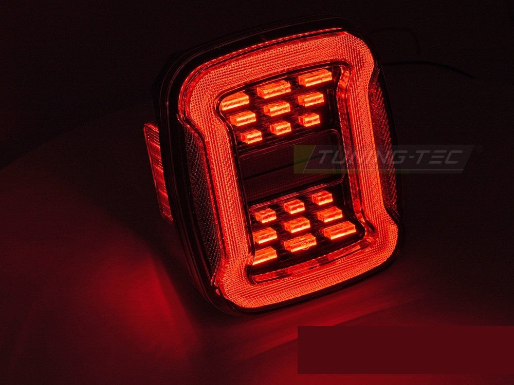 Jeep Wrangler YJ TJ smoke LED-baklykter detaljbilde av tonet lykteglass