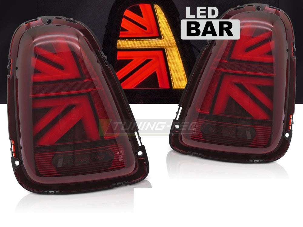 Nærbilde av LED baklykter i rød for Mini Cooper R56 med LED-teknologi