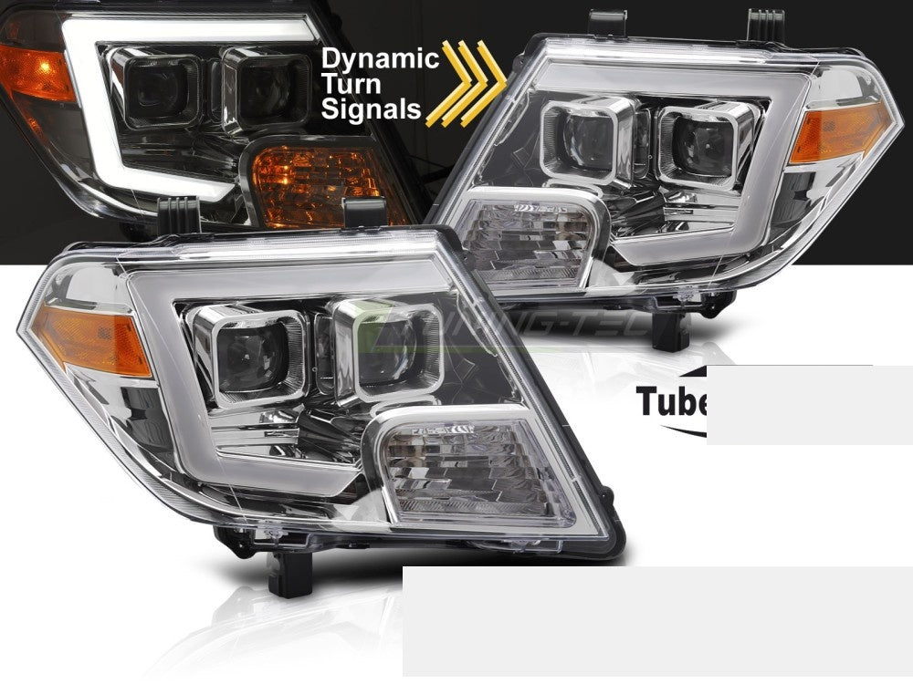 Nissan Frontier 2010–2014 krom baklykter med LED tube-design nærbilde