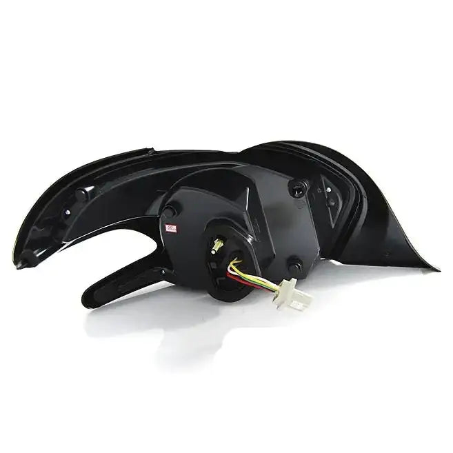 Baklykter Peugeot 208 4.12-06.15 Red Smoke Led Bar, sett skrått bakfra med ledninger og kontakt.