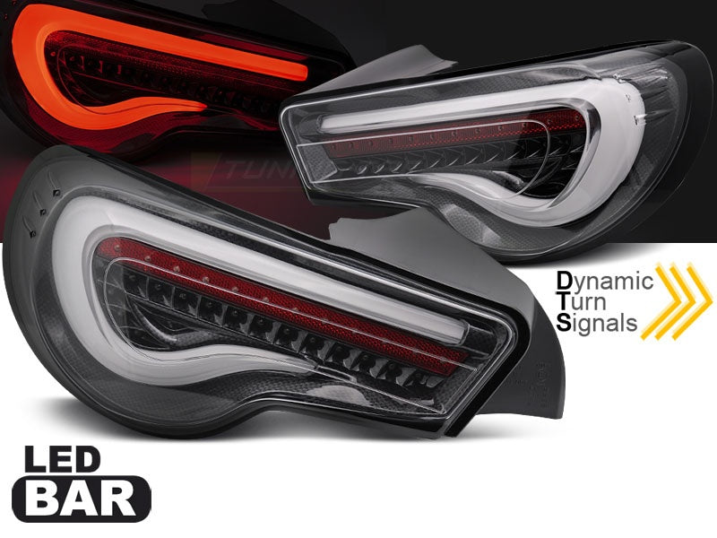 LED-baklykter med karbon finish til Toyota GT86 nærbilde av LED bar-design