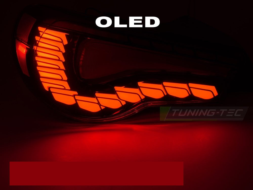 Toyota GT86 OLED baklykter smoke-utførelse nærbilde høyre side