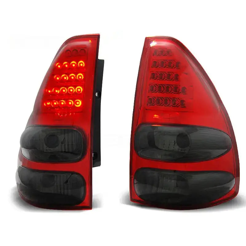 Baklykter Toyota Land Cruiser J120 Red Smoke Led ver2 med tent LED-lys og seksjonsinndelinger.