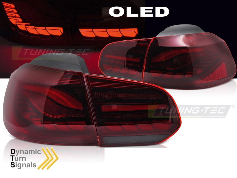 Baklykter med OLED-teknologi til Volkswagen Golf 6 nærbilde av rød lykt
