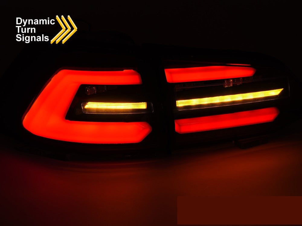 Komplett sett LED baklykter Volkswagen Golf 7 facelift svart med røde lyselementer