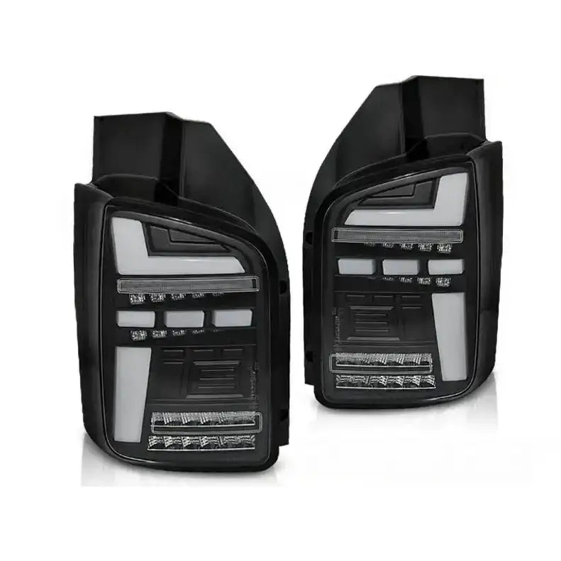 Baklykter Volkswagen T5 04.03-09 Black Full Led med sorte hus og røykfargede glass, LED-striper.