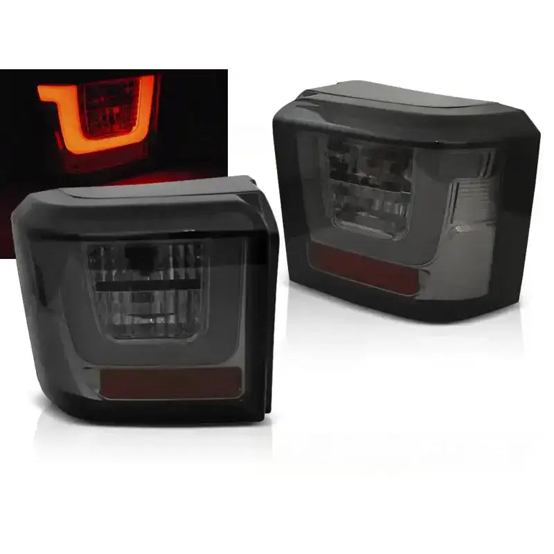 Baklykter Vw T4 90-03.03 Smoke Led Bar sett fra skrå forside med rød LED-lys vist i ramme.