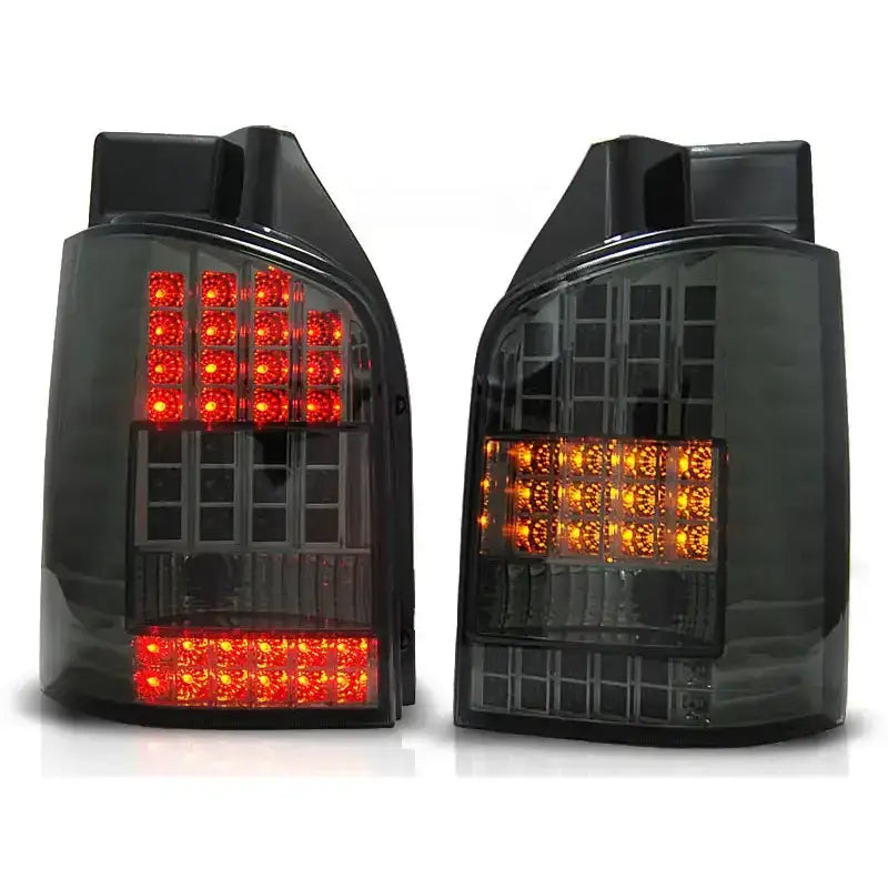 Baklykter Vw T5 04.03-09 Smoke LED sett med sotet glass og røde og oransje lysdioder.