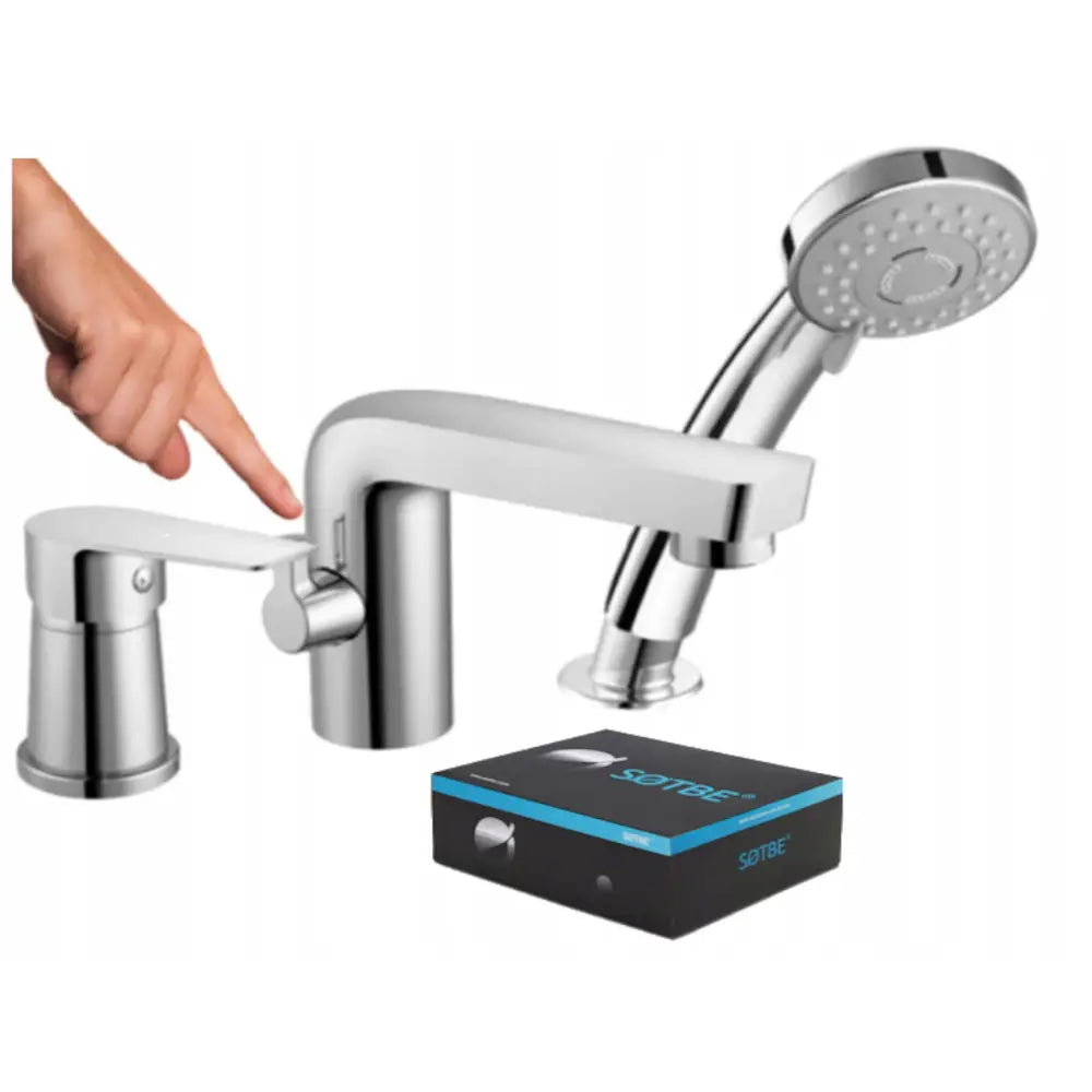 Batteri til Badekar 3-hulls Stående Kran Keramisk Bryter Krom Sotbe