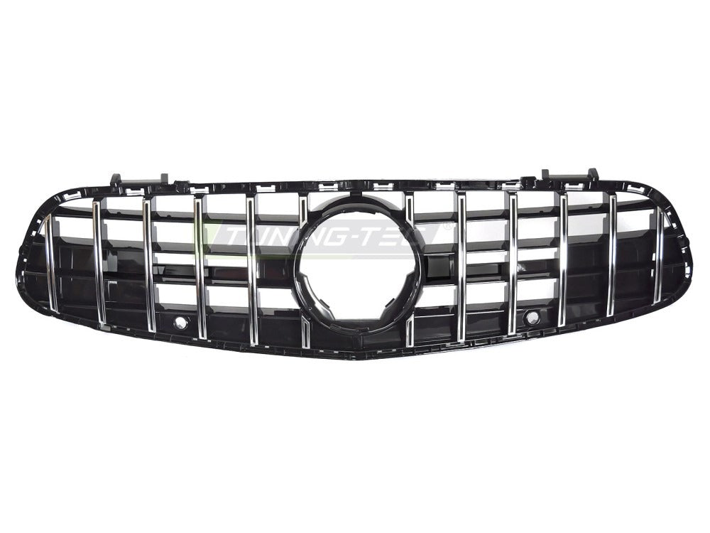 Detaljbilde av Grill SL R231 16-20 sort/krom med lamellstruktur og emblemfeste.