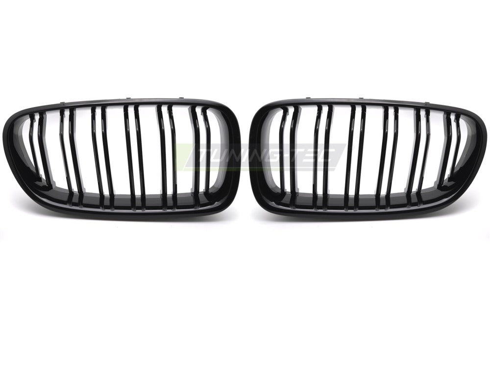 Detaljbilde av grill BMW F10/F11 10-16 med detaljer.