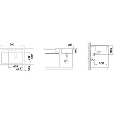 Måltegning Blanco Zenar XL 6 S Compact – mål 780x510 mm