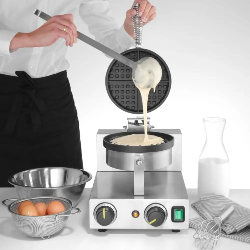 Belgiske Vafler Rund Enkel Vaffeljern Teflon ø190 Mm - Hendi 212172