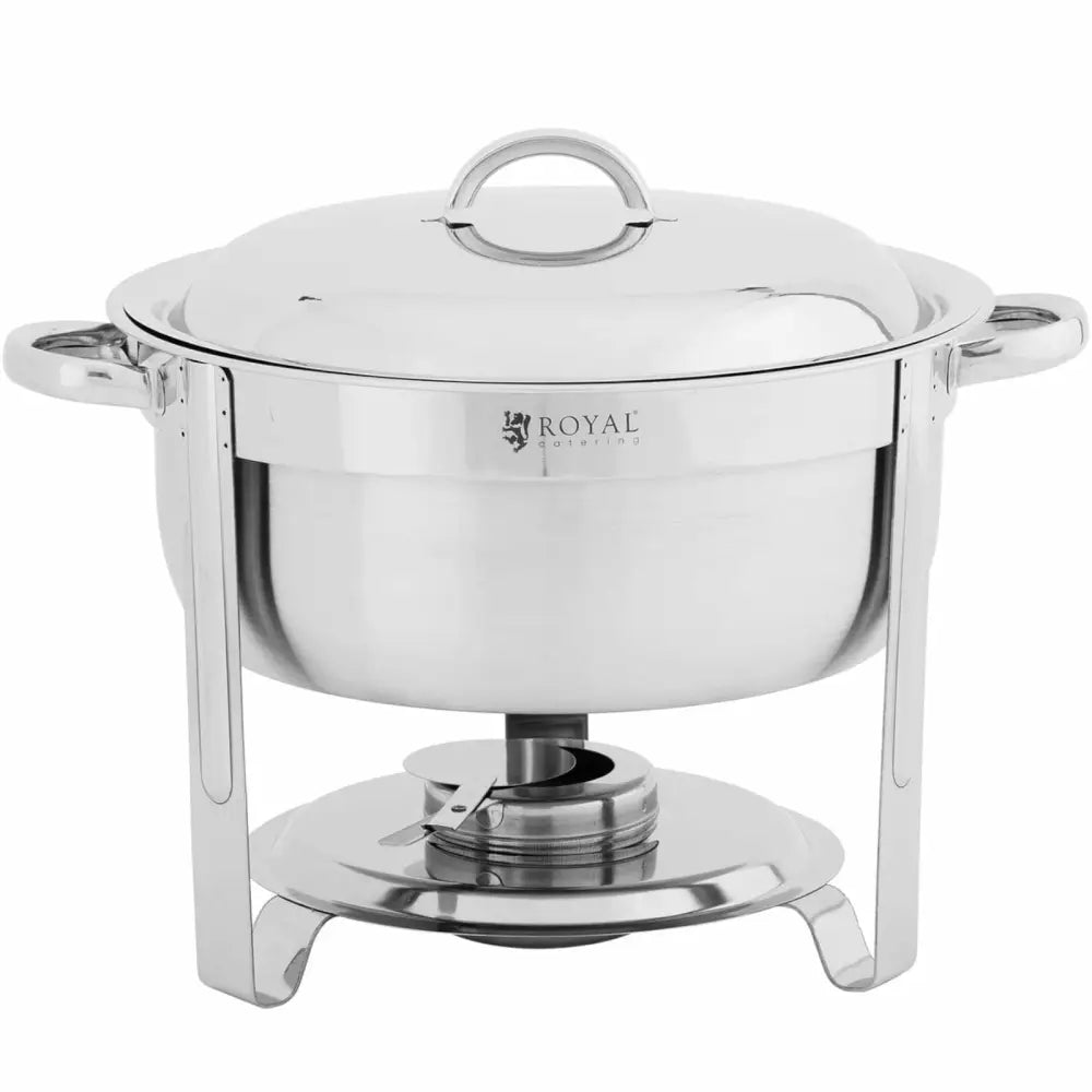 Bemar Buffet Matvarevarmer, frontbilde som viser rund serveringsgryte i rustfritt stål med lokk og Royal-logo.