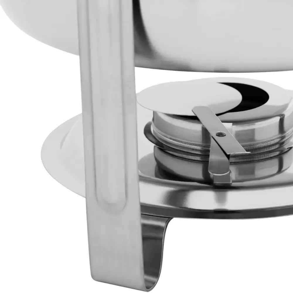 Bemar Buffet Matvarevarmer, nærbilde av underdel i blankt stål med justerbart lokk og solide bein.