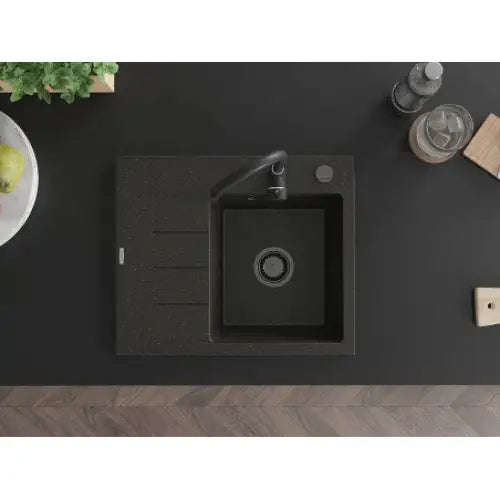 Ben Kjøkkenvask 1 Kum Høyre 600x500 Mm Svart/gull 6523605000-75-b