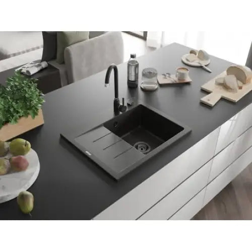 Ben Kjøkkenvask 1 Kum Høyre 600x500 Mm Svart/gull 6523605000-75-b