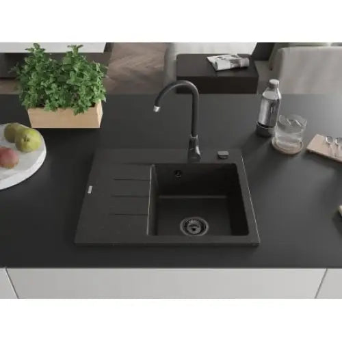 Ben Kjøkkenvask 1 Kum Høyre 600x500 Mm Svart/gull 6523605000-75-b