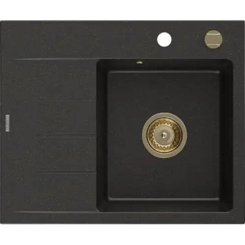 Ben Kjøkkenvask 1 Kum Høyre 600x500 Mm Svart/gull - 6523605000-75-g