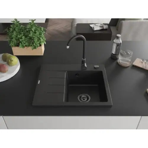 Ben Kjøkkenvask 1 Kum Høyre 600x500 Mm Svart/sølv 6523605000-73-b